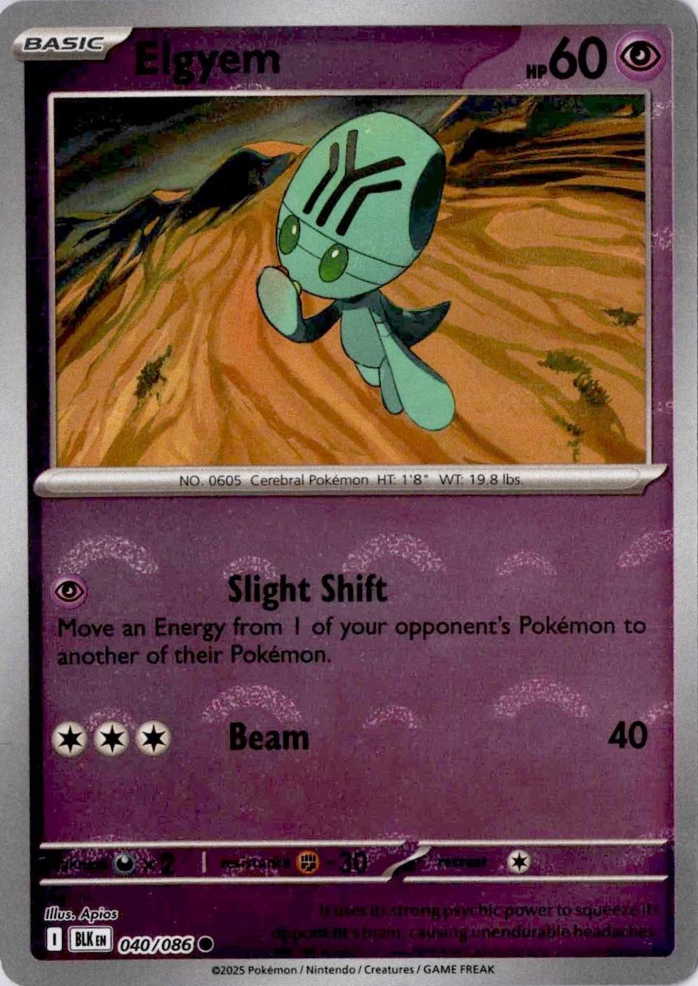 040/086 - Elgyem (Poke Ball Pattern) HOLO - Black Bolt - Common