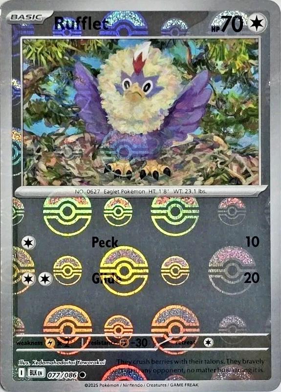 077/086 - Rufflet (Poke Ball Pattern) HOLO - Black Bolt - Common
