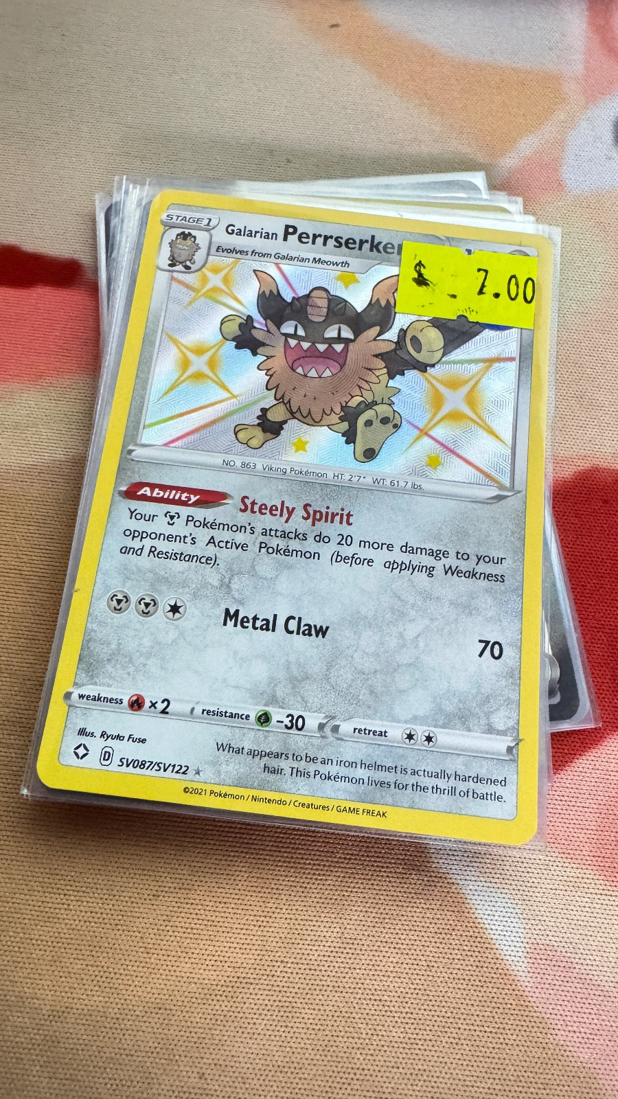 SV087/SV122 - Galarian Perrserker HOLO - Shining Fates Shiny Vault - Shiny Rare