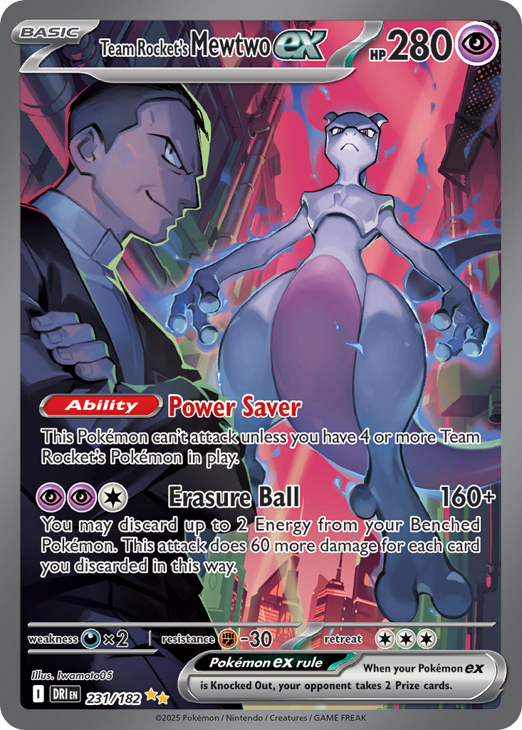 231/182 - Team Rocket's Mewtwo ex HOLO - Destined Rivals -