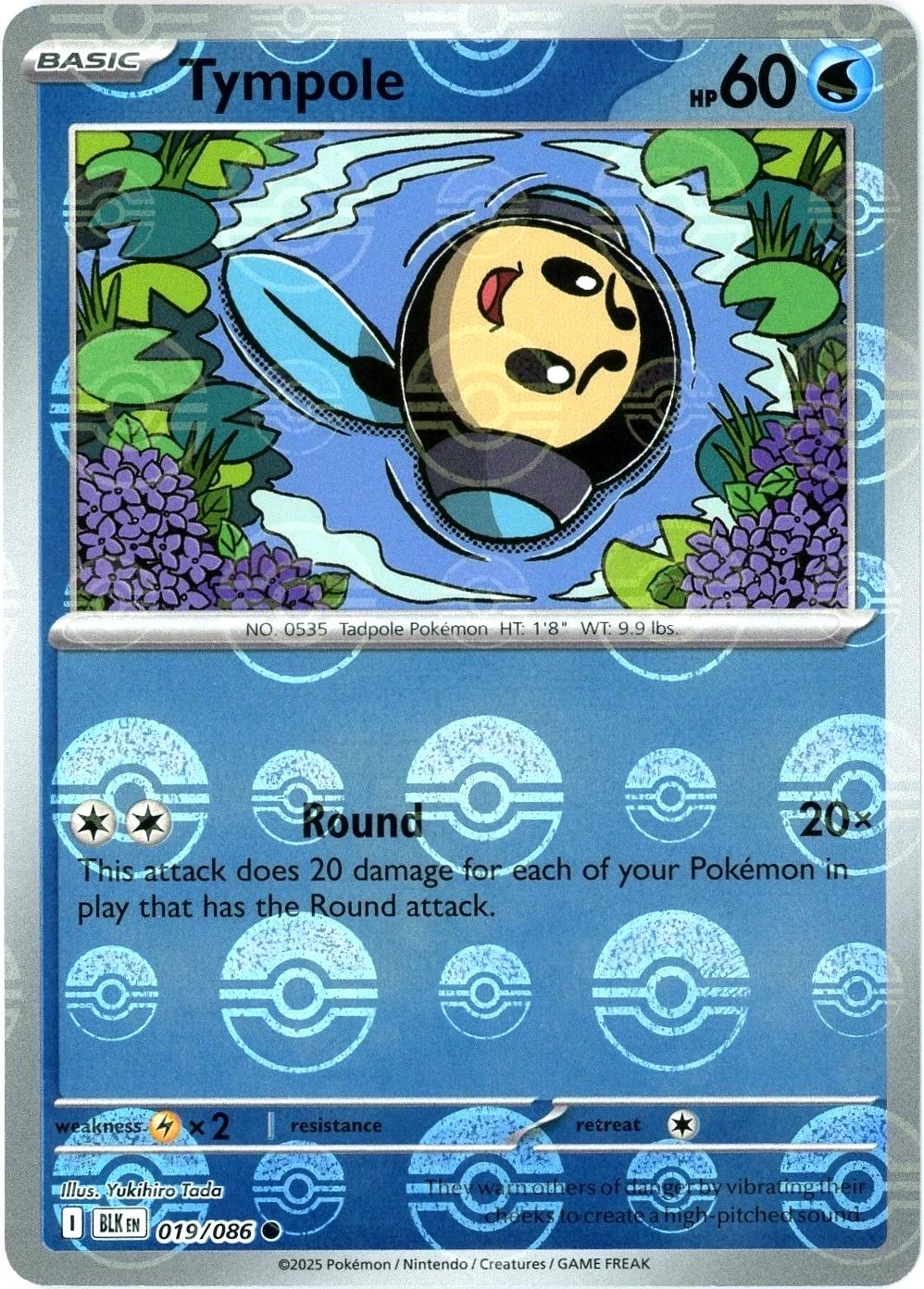 019/086 - Tympole (Poke Ball Pattern) HOLO - Black Bolt - Common