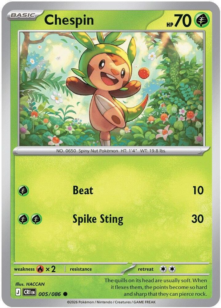 005/086 - Chespin REVERSE HOLO - Chaos Rising - Common