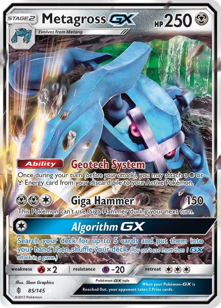 85/145 - Metagross GX HOLO - Guardians Rising - Ultra Rare