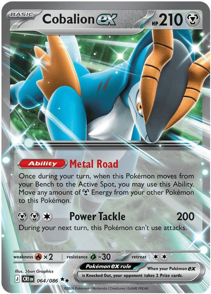 064/086 - Cobalion ex HOLO - Chaos Rising - Double Rare