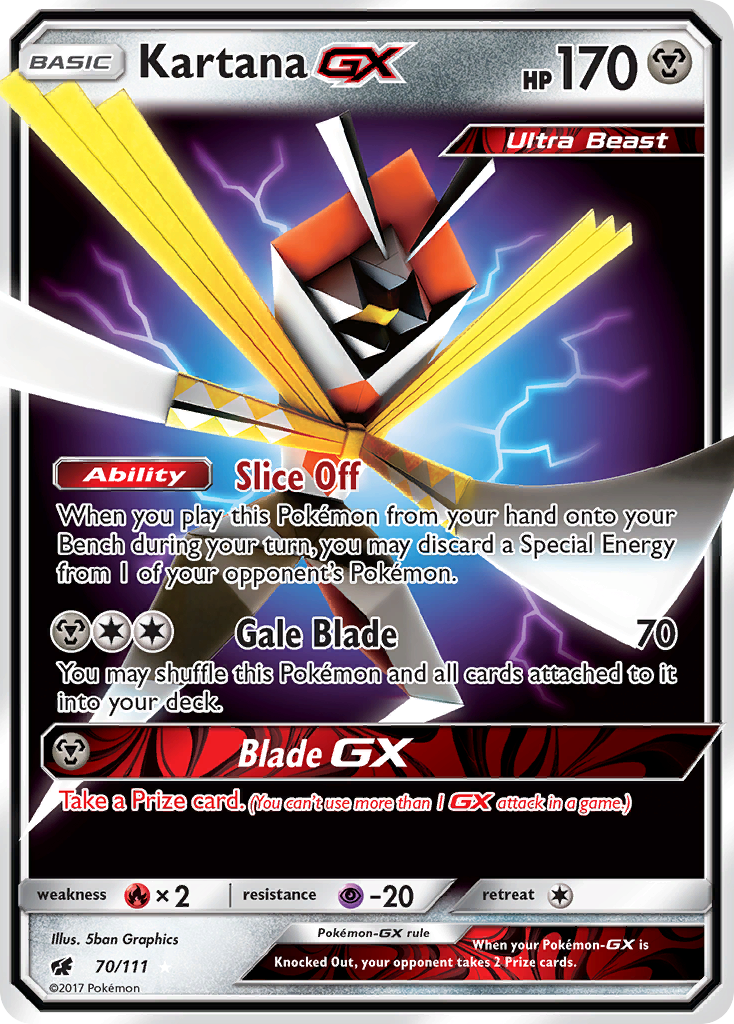 70/111 - Kartana GX HOLO - Crimson Invasion - Ultra Rare