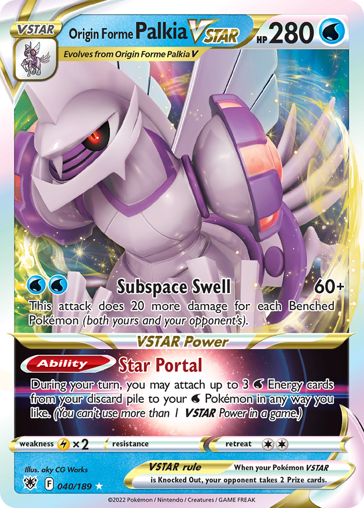 040/189 - Origin Forme Palkia VSTAR HOLO - Astral Radiance - Ultra Rare
