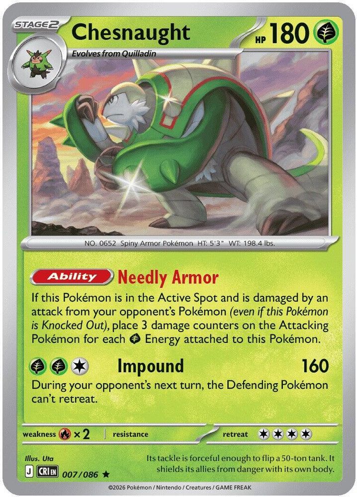 007/086 - Chesnaught - Chaos Rising - Rare