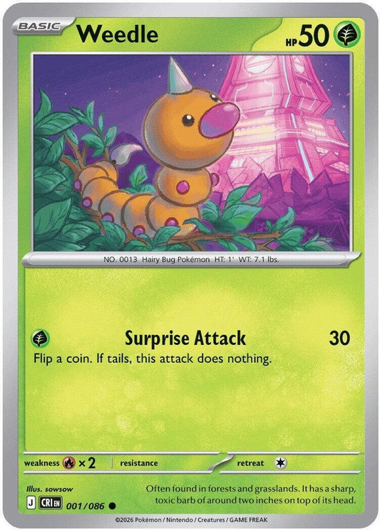 001/086 - Weedle REVERSE HOLO - Chaos Rising - Common