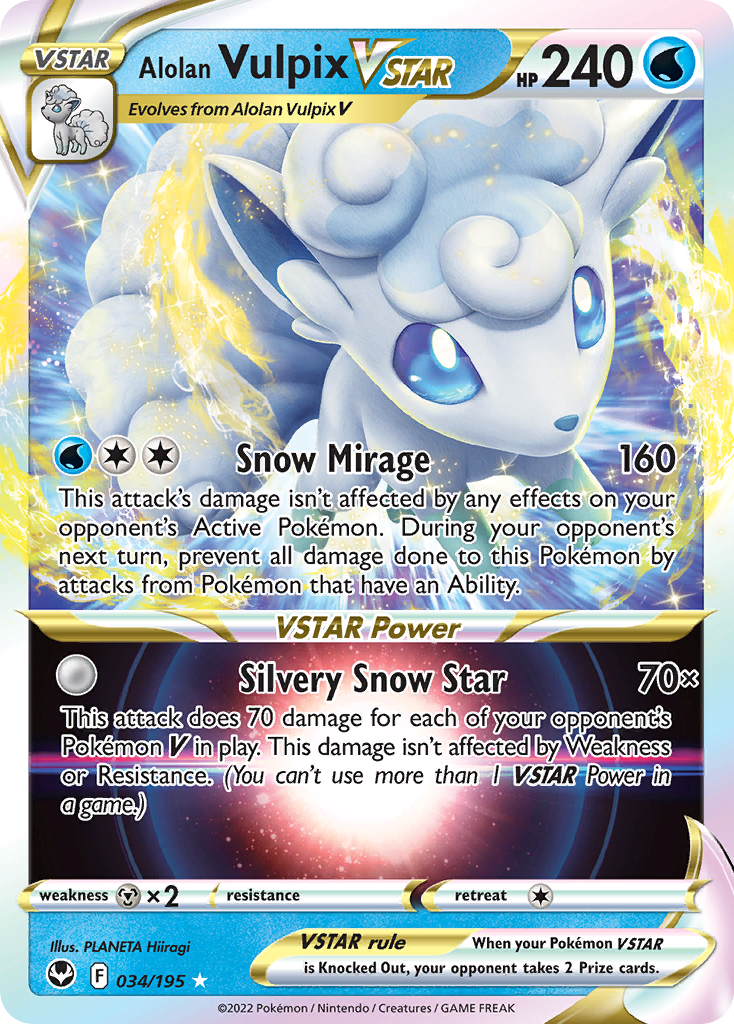 034/195 - Alolan Vulpix VSTAR HOLO - Silver Tempest - Ultra Rare