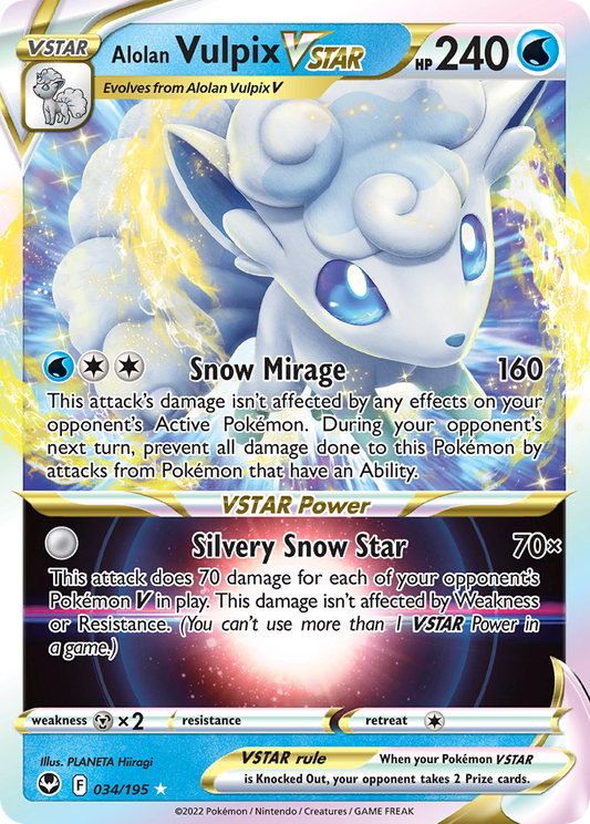034/195 - Alolan Vulpix VSTAR HOLO - Silver Tempest - Ultra Rare