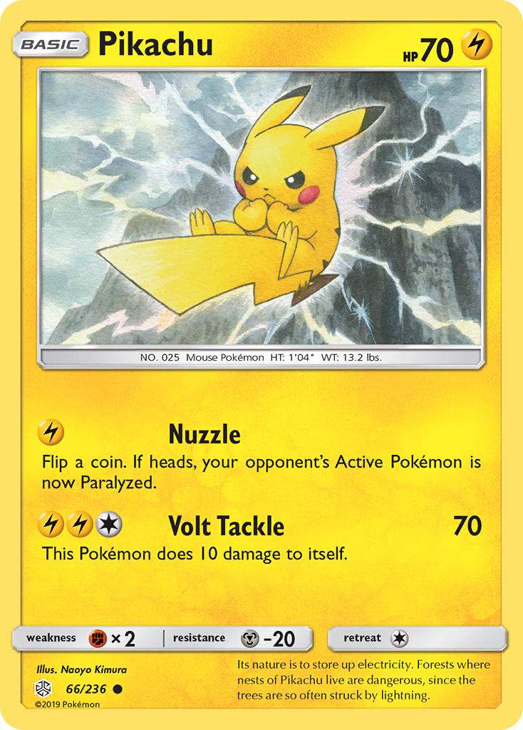 66/236 - Pikachu REVERSE HOLO - Cosmic Eclipse - Common