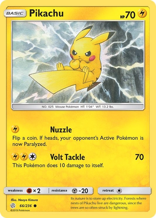 66/236 - Pikachu REVERSE HOLO - Cosmic Eclipse - Common