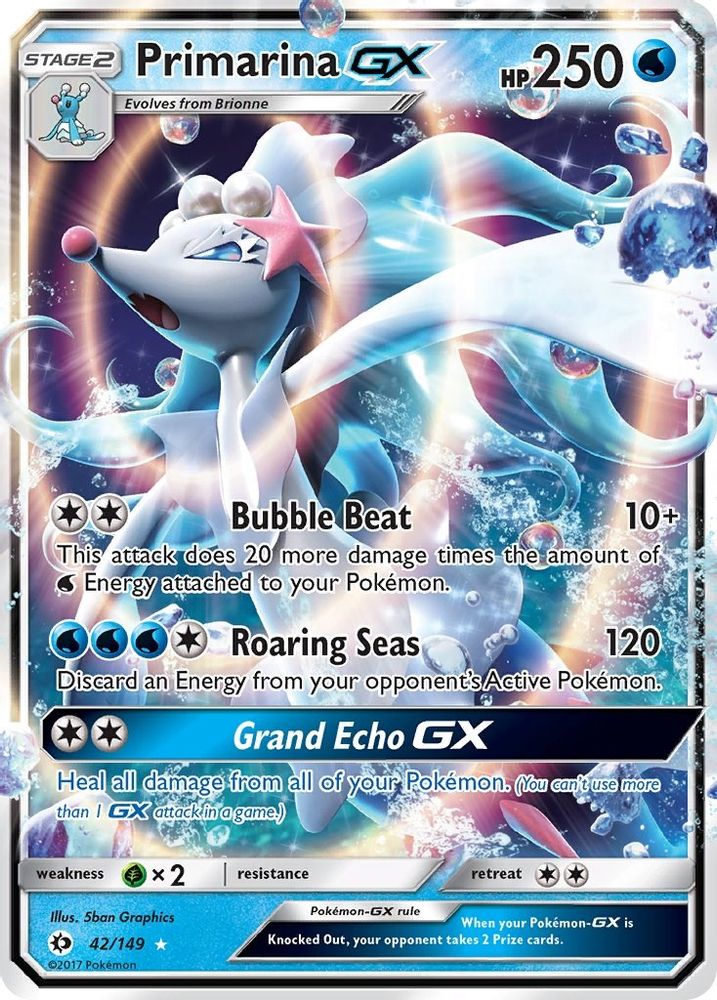 42/149 - Primarina GX HOLO - SM Base Set - Ultra Rare