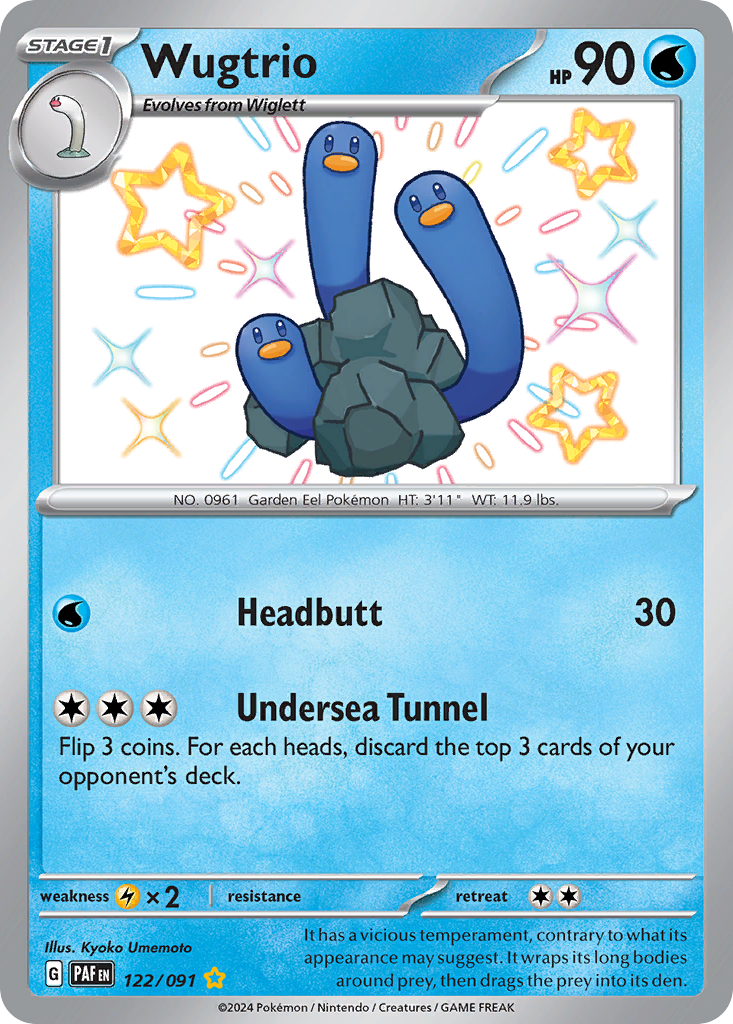 122/091 - Wugtrio HOLO - Paldean Fates - Shiny Rare