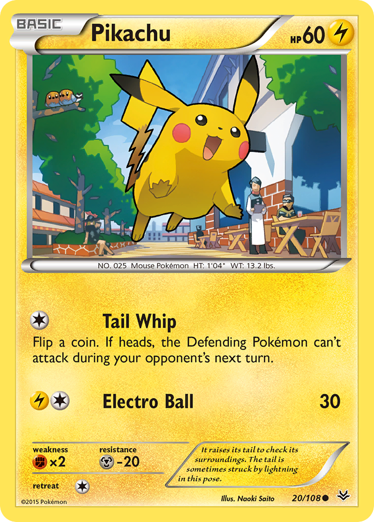 20/108 - Pikachu REVERSE HOLO - Roaring Skies - Common