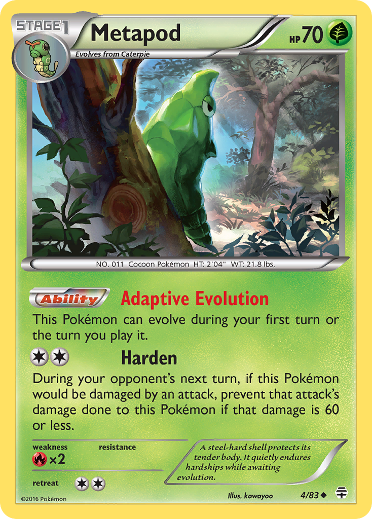 4/83 - Metapod REVERSE HOLO - Generations - Uncommon