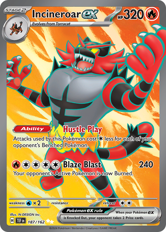 187/162 - Incineroar ex HOLO - Temporal Forces - Ultra Rare