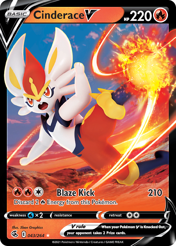 043/264 - Cinderace V HOLO - Fusion Strike - Ultra Rare
