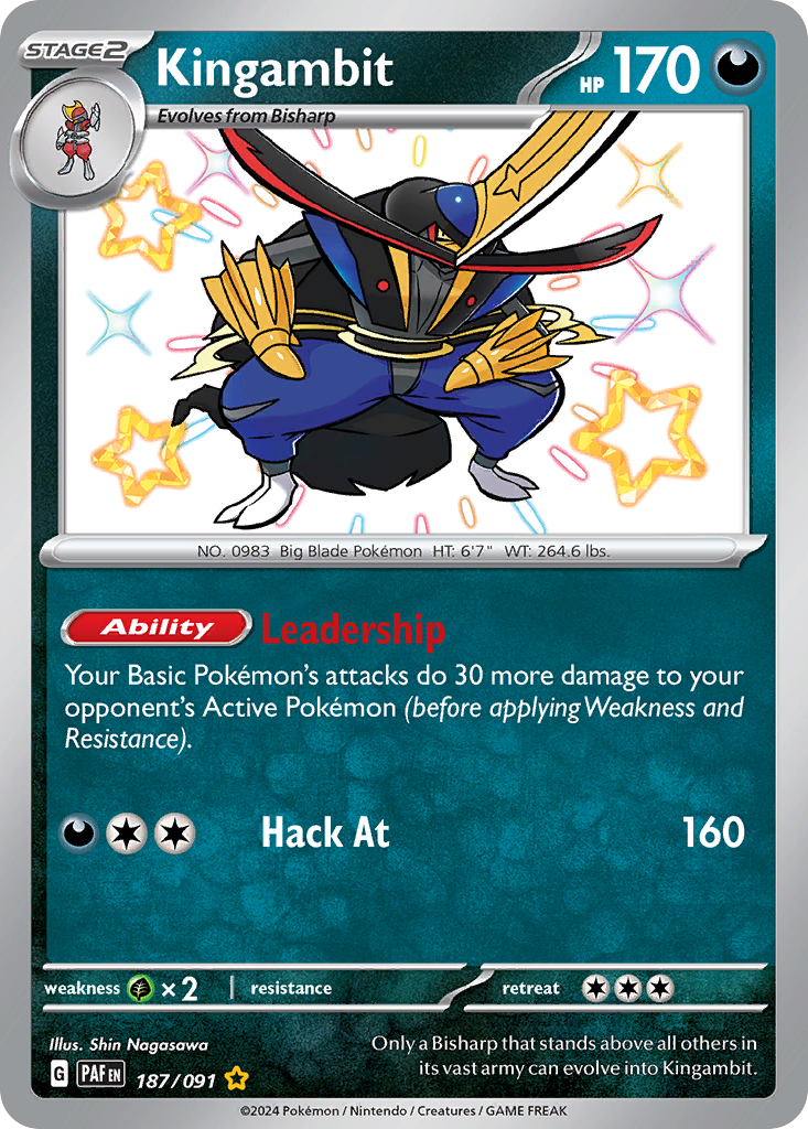 187/091 - Kingambit HOLO - Paldean Fates - Shiny Rare