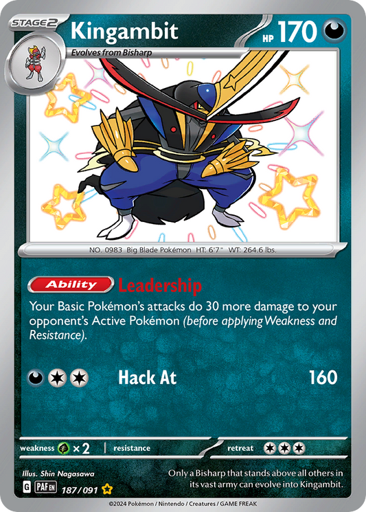 187/091 - Kingambit HOLO - Paldean Fates - Shiny Rare