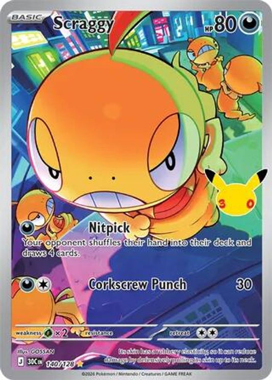 140/128 - Scraggy HOLO - ME: 30th Celebration - Illustration Rare