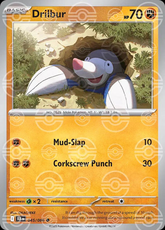 045/086 - Drilbur (Poke Ball Pattern) HOLO - Black Bolt - Common