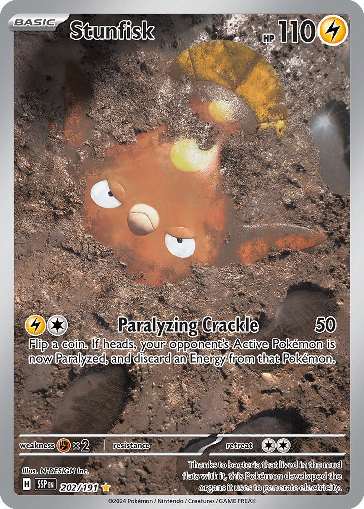 202/191 - Stunfisk HOLO - Surging Sparks - Illustration Rare