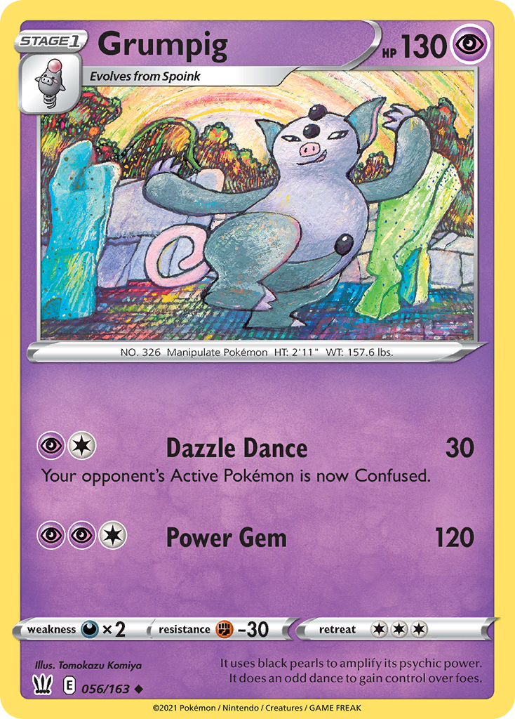 056/163 - Grumpig REVERSE HOLO - Battle Styles - Uncommon