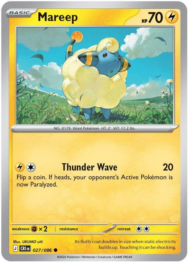 027/086 - Mareep - Chaos Rising - Common