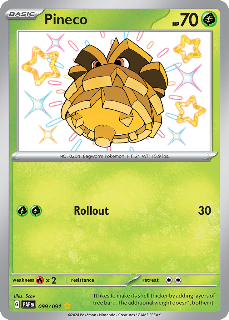 099/091 - Pineco HOLO - Paldean Fates - Shiny Rare