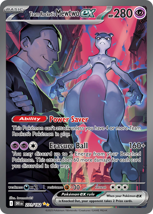 231/182 - Team Rocket's Mewtwo ex HOLO - Destined Rivals -