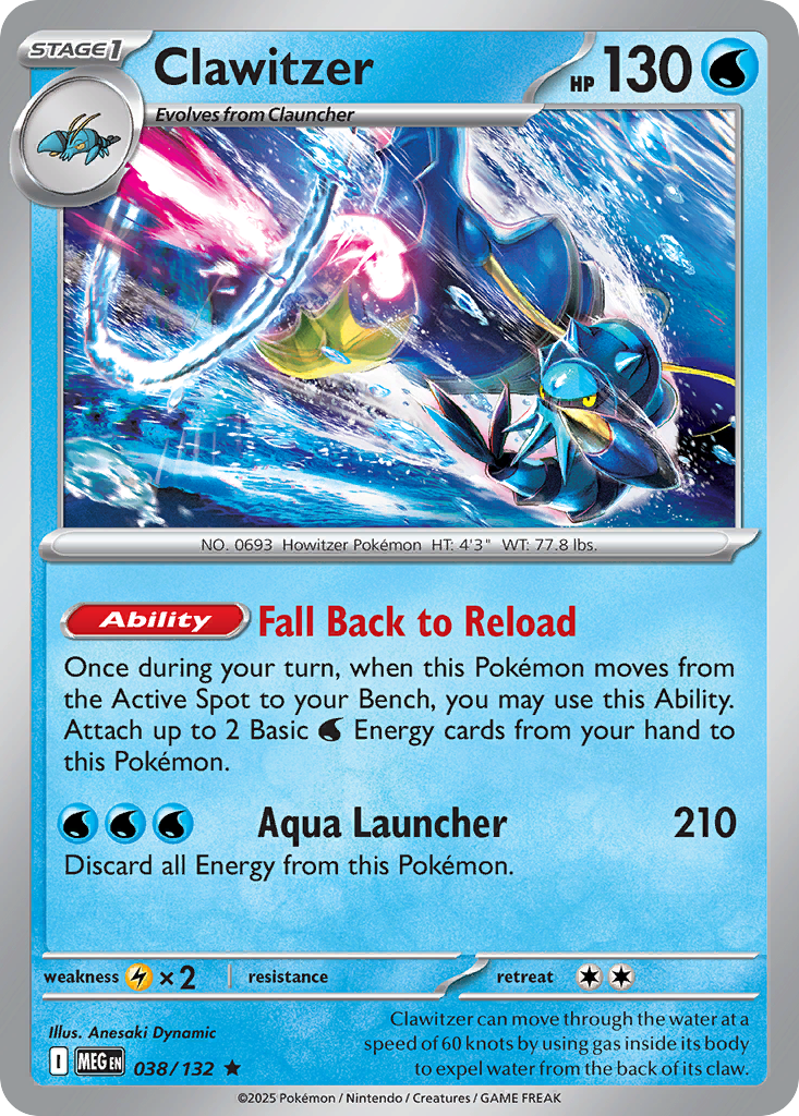 038/132 - Clawitzer - Mega Evolution - Rare