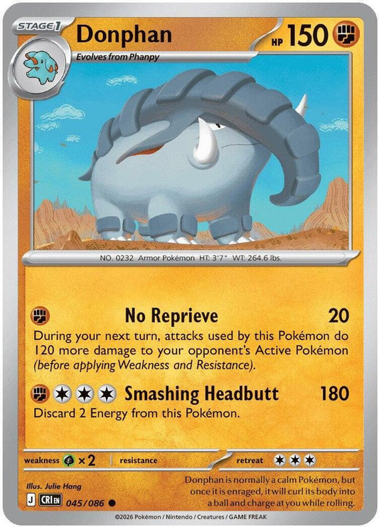 045/086 - Donphan REVERSE HOLO - Chaos Rising - Common