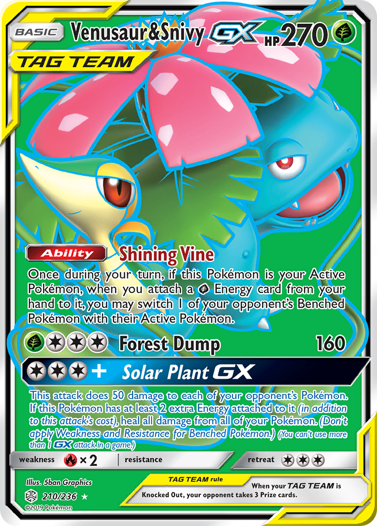 210/236 - Venusaur & Snivy GX HOLO - Cosmic Eclipse - Ultra Rare