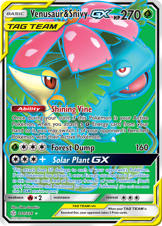 210/236 - Venusaur & Snivy GX HOLO - Cosmic Eclipse - Ultra Rare
