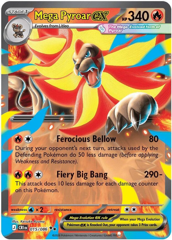 015/086 - Mega Pyroar ex HOLO - Chaos Rising - Double Rare