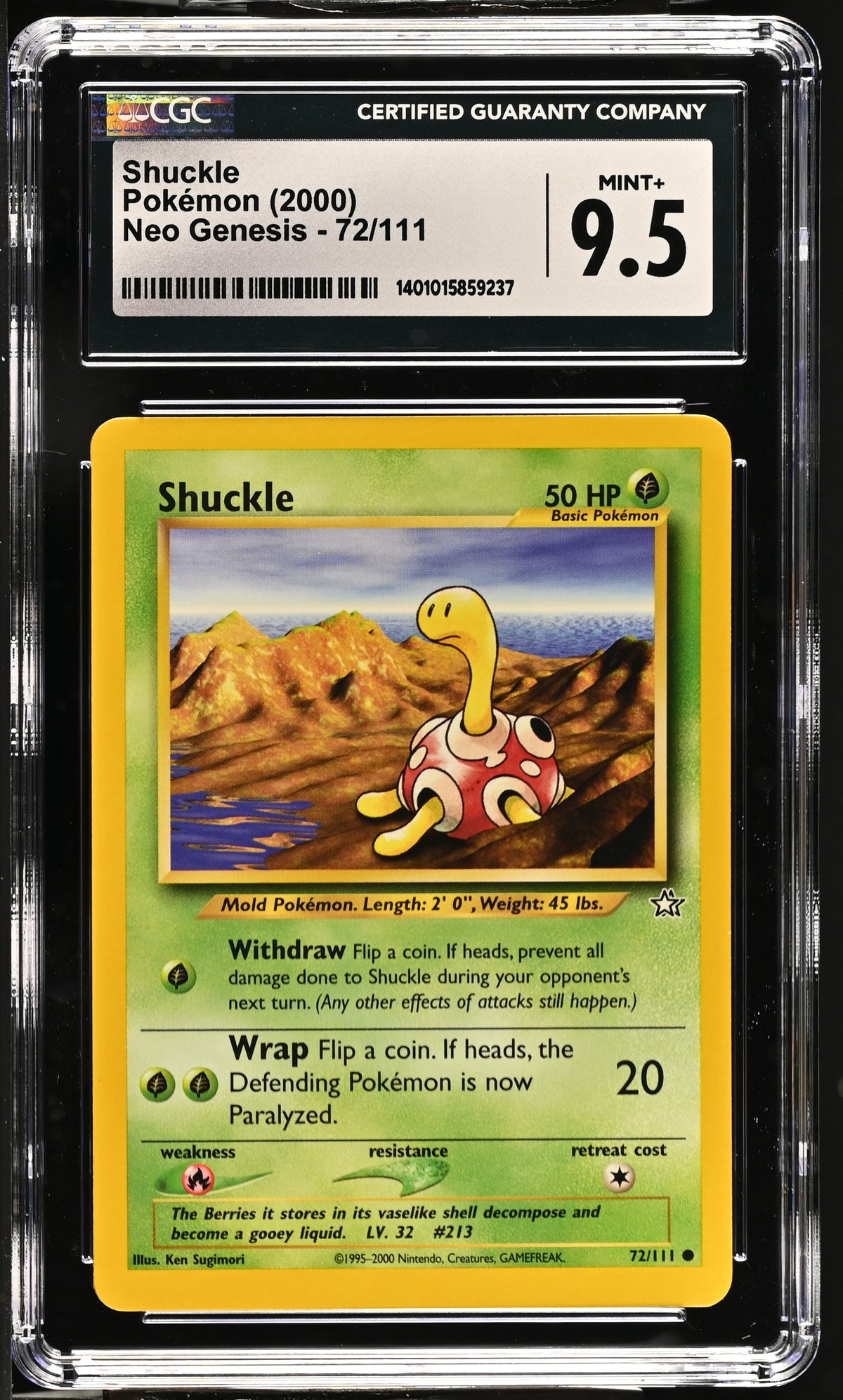 Shuckle 72/111 Neo Genesis Pokemon CGC 9.5 Mint+