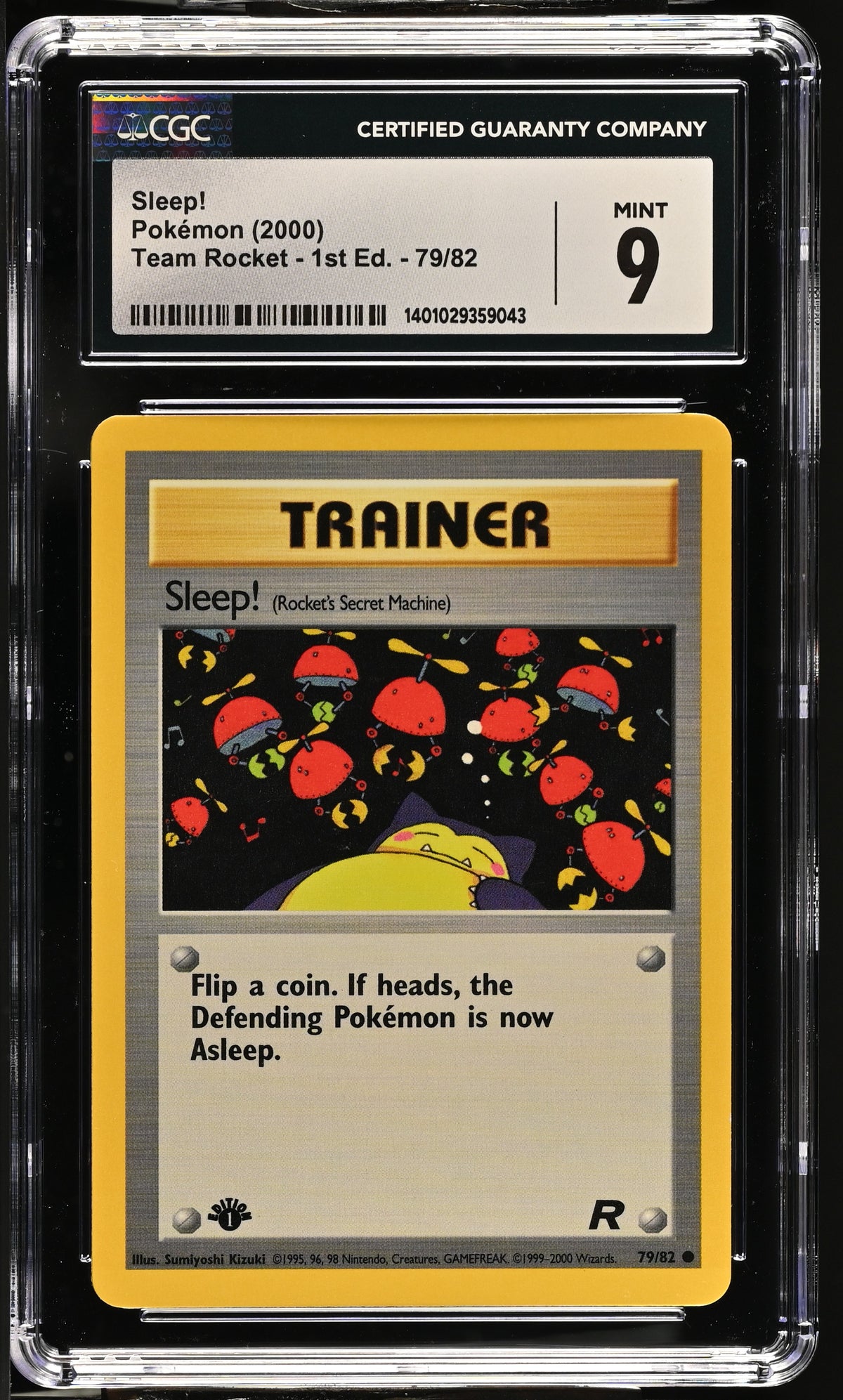 Sleep! 79/82 Team Rocket - 1st Ed. Pokemon CGC 9 Mint