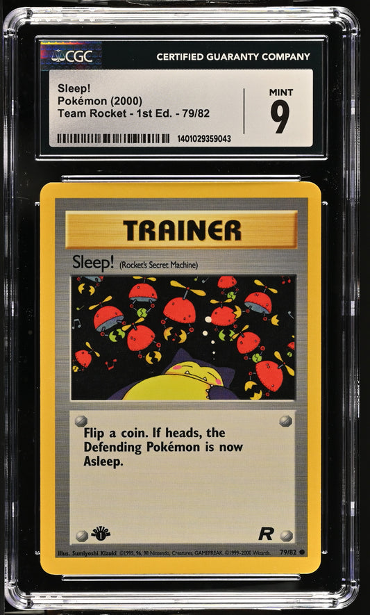 Sleep! 79/82 Team Rocket - 1st Ed. Pokemon CGC 9 Mint