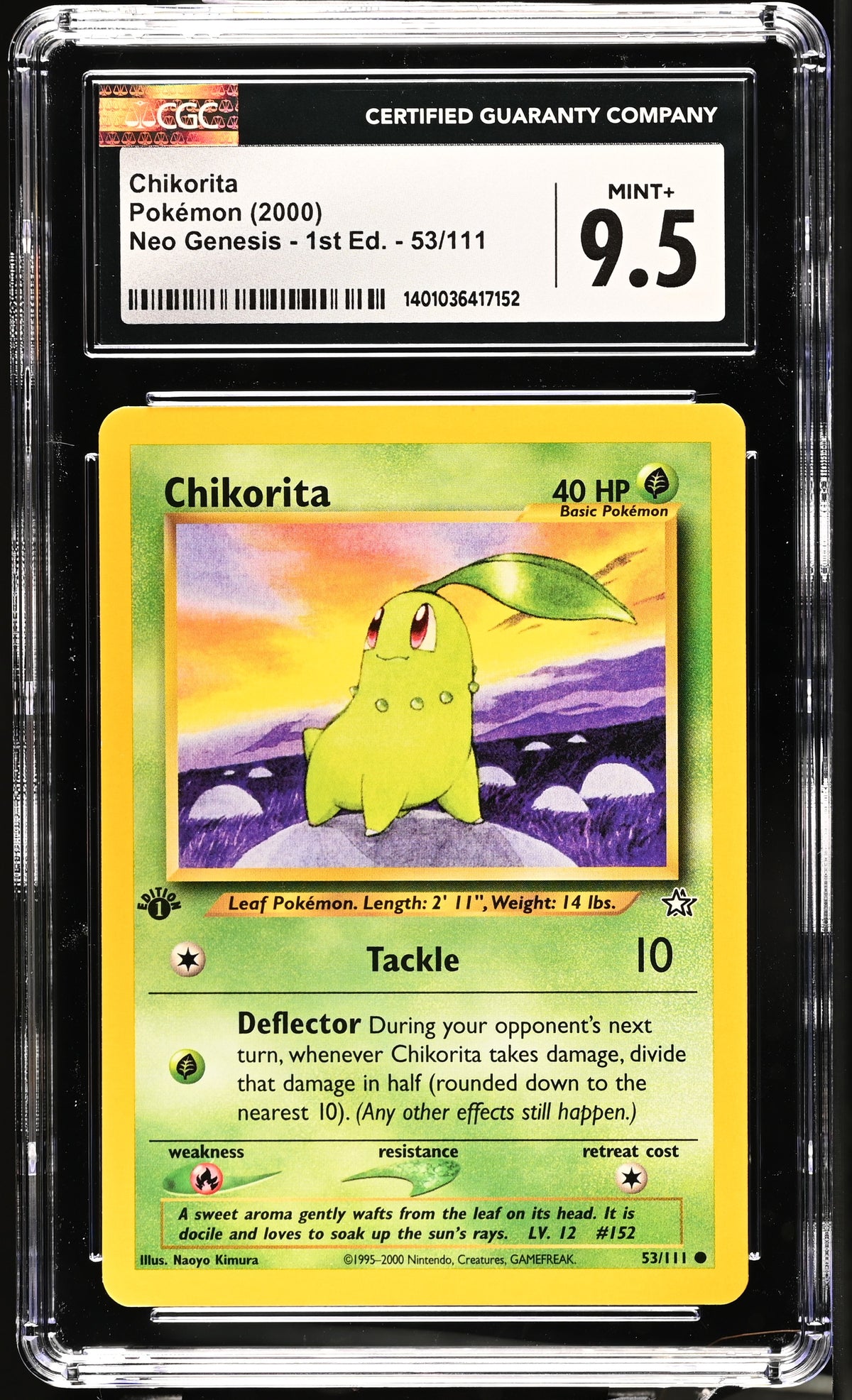 Chikorita 53/111 Neo Genesis - 1st Ed. Pokemon CGC 9.5 Mint+