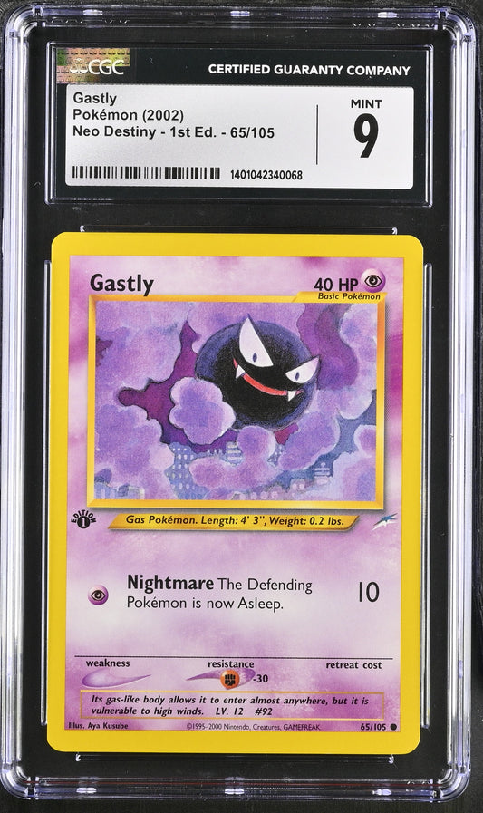 Gastly 65/105 Neo Destiny - 1st Ed. Pokemon CGC 9 Mint