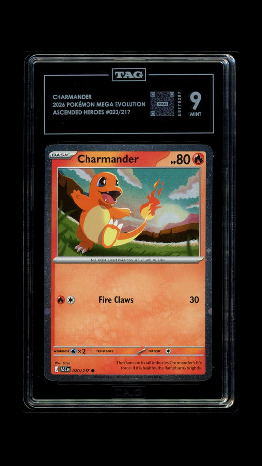 Charmander 020/217 PokeMon Mega Evolution Ascended Heroes Pokemon TAG 9 Mint