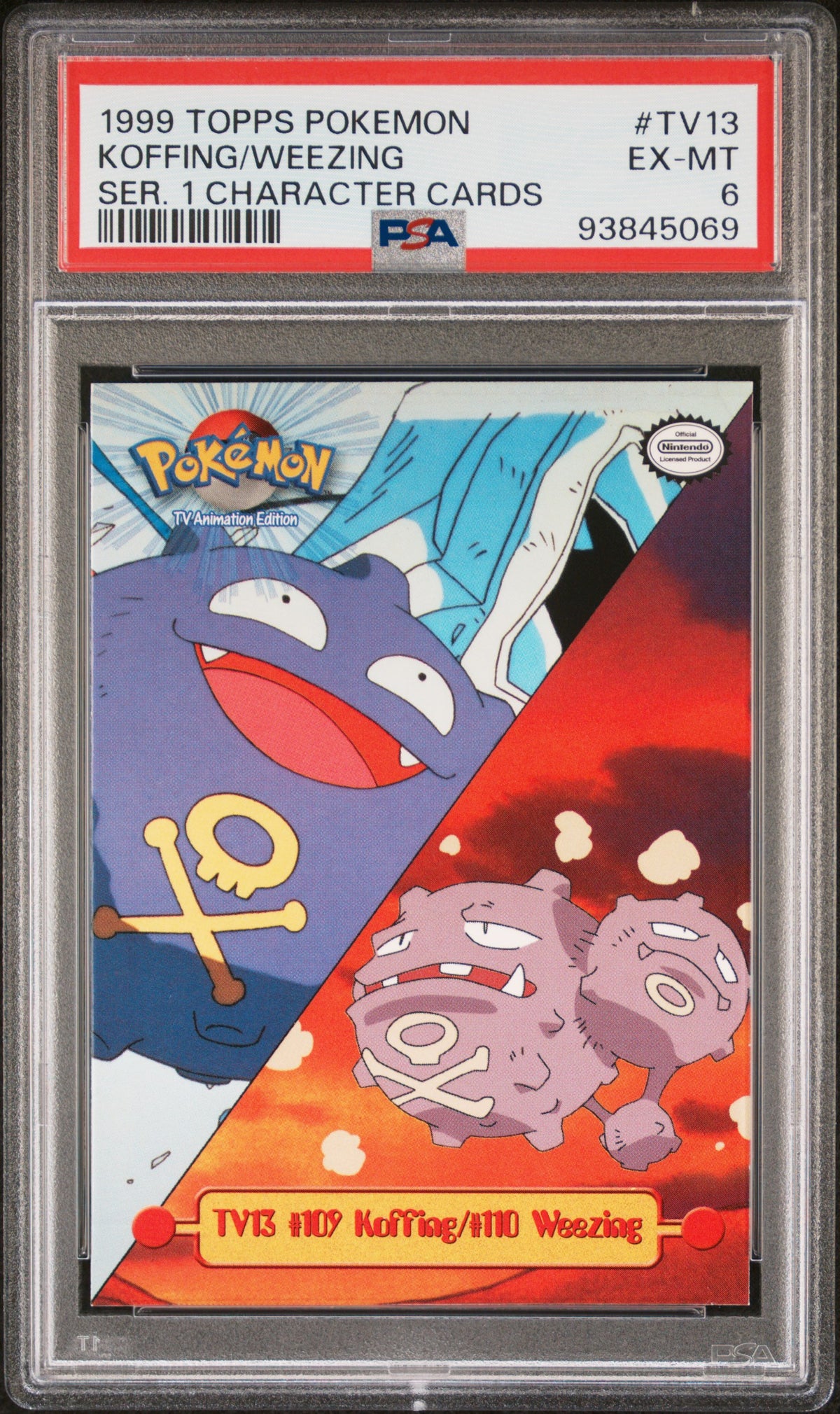 Koffing TV13 Topps Series 1 Character Cards Pokemon PSA 6 Ex-Mt