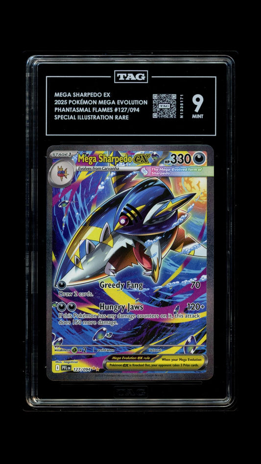 Mega Sharpedo EX 127/094 Special Illustration Rare Pokemon TAG 9 Mint