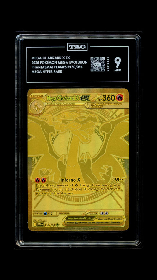 Mega Charizard X EX 130/094 Hyper Rare Phantasmal Flames Pokemon TAG 9 Mint