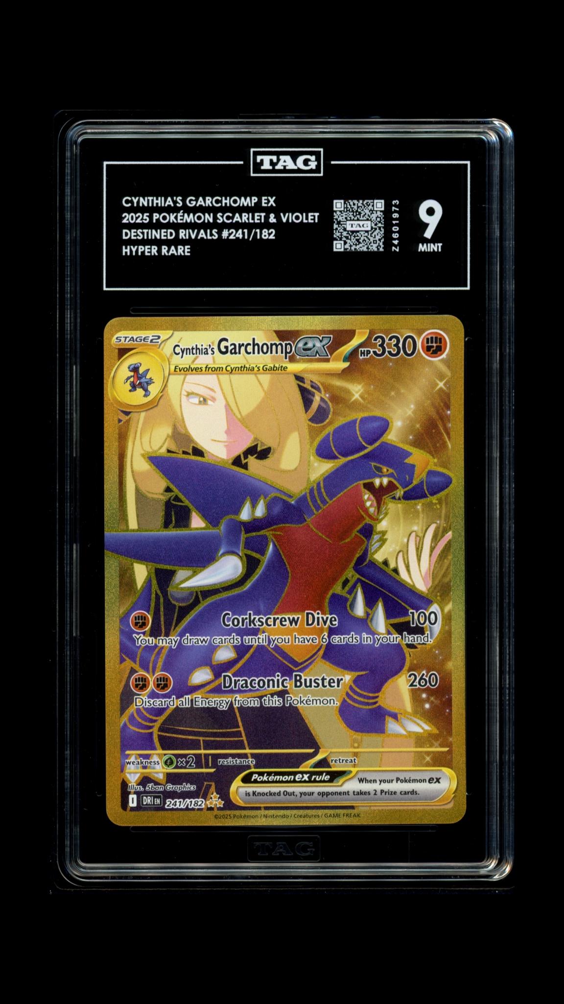 Cynthia's Garchomp EX 241/182 Hyper Rare Destined Rivals Pokemon TAG 9 Mint