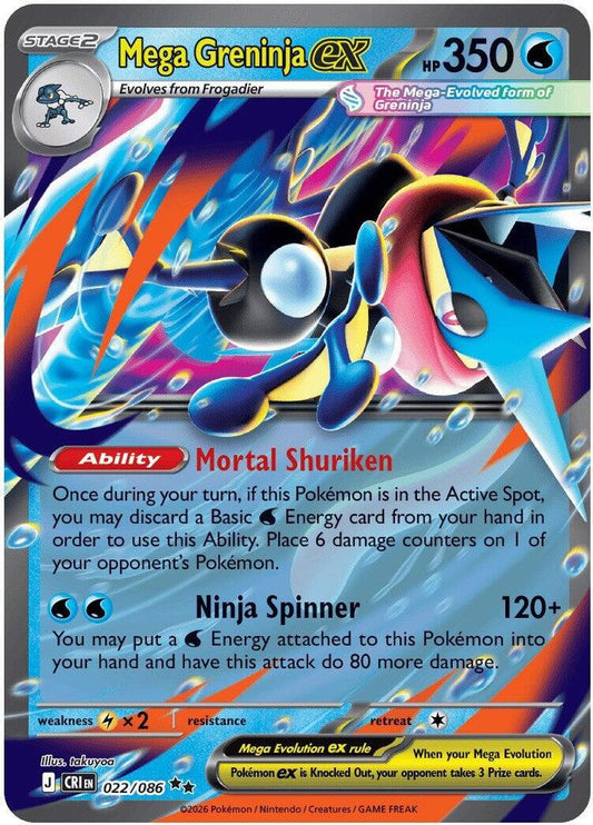 022/086 - Mega Greninja ex HOLO - Chaos Rising - Double Rare