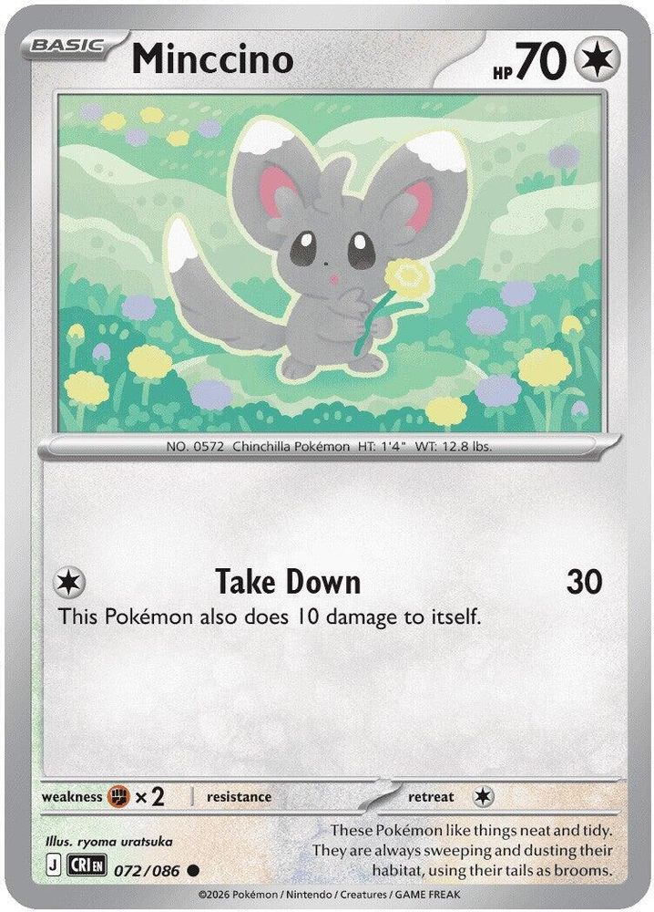 072/086 - Minccino REVERSE HOLO - Chaos Rising - Common