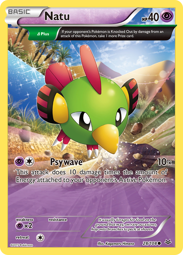 28/108 - Natu REVERSE HOLO - Roaring Skies - Common