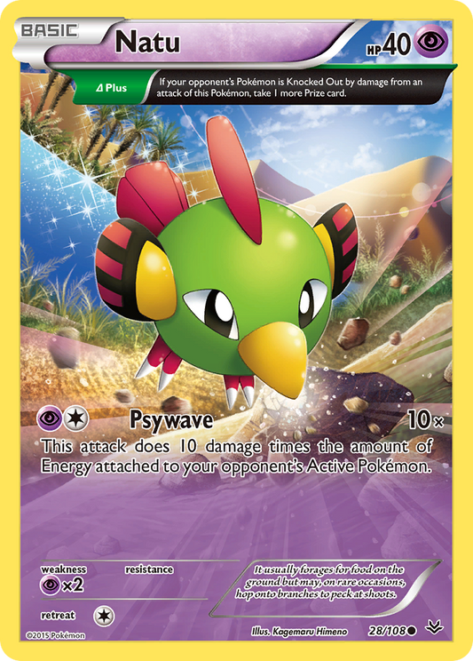 28/108 - Natu REVERSE HOLO - Roaring Skies - Common